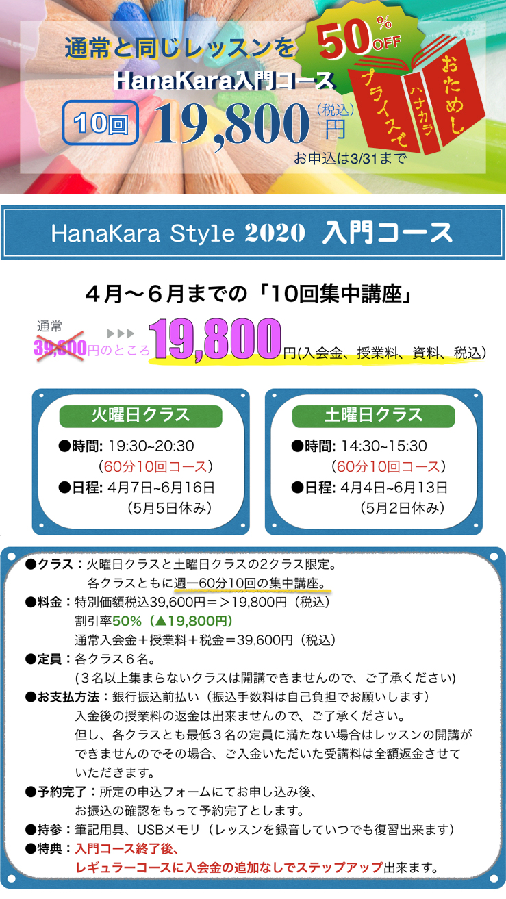 2020韓国語入門コースキャンペーン